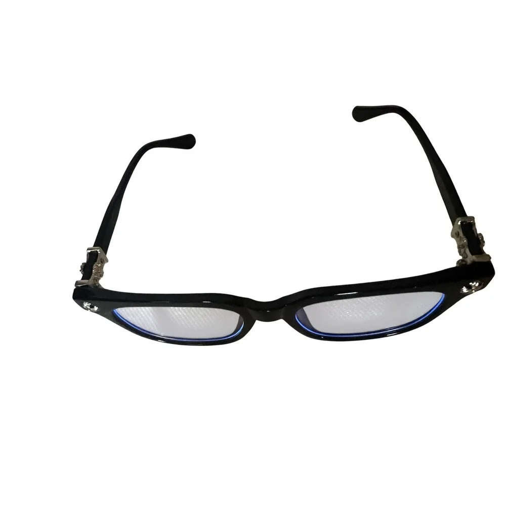 37.- Classic Black Square Frame Cross Metal Shades Men Women noprescription
